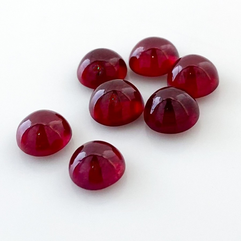 15 Cts. Ruby 7mm Smooth Round Shape AA Grade Cabochons Parcel - Total 7 Pcs.
