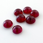 15 Cts. Ruby 7mm Smooth Round Shape AA Grade Cabochons Parcel - Total 7 Pcs.