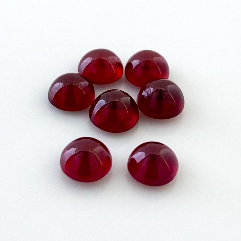 15 Cts. Ruby 7mm Smooth Round Shape AA Grade Cabochons Parcel - Total 7 Pcs.