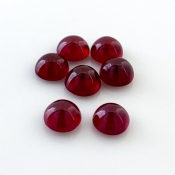 15 Cts. Ruby 7mm Smooth Round Shape AA Grade Cabochons Parcel - Total 7 Pcs.