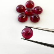 15 Cts. Ruby 7mm Smooth Round Shape AA Grade Cabochons Parcel - Total 7 Pcs.