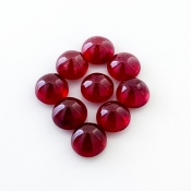 16.85 Cts. Ruby 6.5mm Smooth Round Shape AA Grade Cabochons Parcel - Total 9 Pcs.