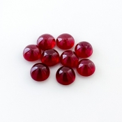 16.85 Cts. Ruby 6.5mm Smooth Round Shape AA Grade Cabochons Parcel - Total 9 Pcs.