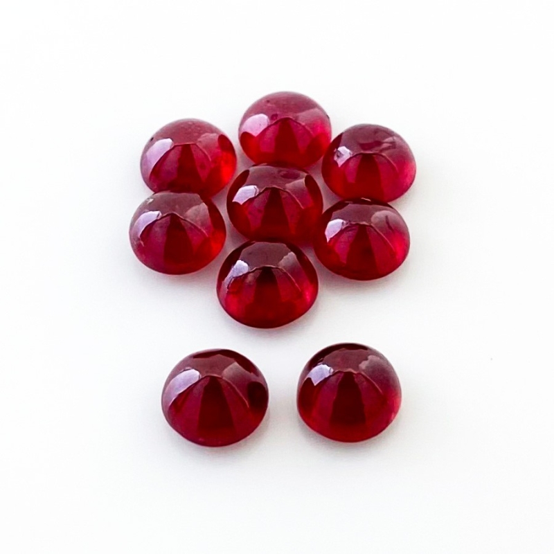16.85 Cts. Ruby 6.5mm Smooth Round Shape AA Grade Cabochons Parcel - Total 9 Pcs.