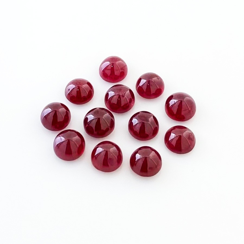 28.30 Cts. Ruby 7mm Smooth Round Shape AA Grade Cabochons Parcel - Total 12 Pcs.