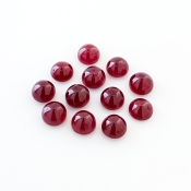 28.30 Cts. Ruby 7mm Smooth Round Shape AA Grade Cabochons Parcel - Total 12 Pcs.
