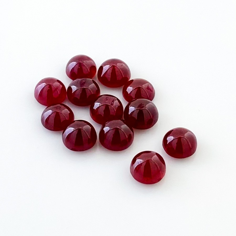 28.30 Cts. Ruby 7mm Smooth Round Shape AA Grade Cabochons Parcel - Total 12 Pcs.
