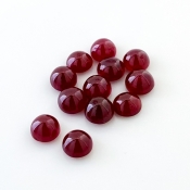28.30 Cts. Ruby 7mm Smooth Round Shape AA Grade Cabochons Parcel - Total 12 Pcs.