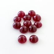 28.30 Cts. Ruby 7mm Smooth Round Shape AA Grade Cabochons Parcel - Total 12 Pcs.