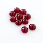 24.30 Cts. Ruby 7mm Smooth Round Shape AA Grade Cabochons Parcel - Total 10 Pcs.