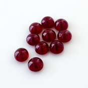 24.30 Cts. Ruby 7mm Smooth Round Shape AA Grade Cabochons Parcel - Total 10 Pcs.