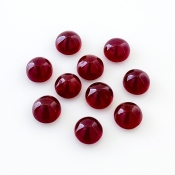 24.30 Cts. Ruby 7mm Smooth Round Shape AA Grade Cabochons Parcel - Total 10 Pcs.