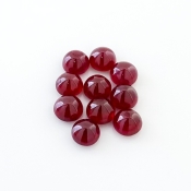 24.30 Cts. Ruby 7mm Smooth Round Shape AA Grade Cabochons Parcel - Total 10 Pcs.