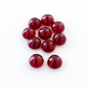 24.30 Cts. Ruby 7mm Smooth Round Shape AA Grade Cabochons Parcel - Total 10 Pcs.