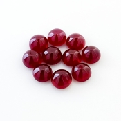 24.30 Cts. Ruby 7mm Smooth Round Shape AA Grade Cabochons Parcel - Total 10 Pcs.