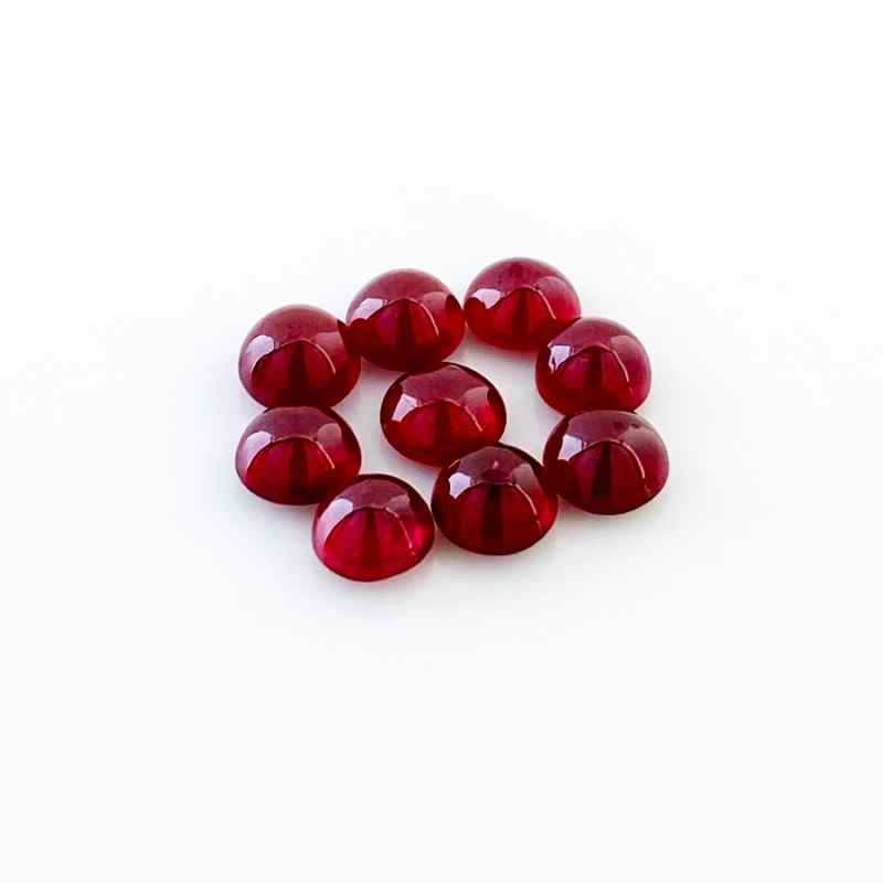 17.60 Cts. Ruby 6.5-7mm Smooth Round Shape AA Grade Cabochons Parcel - Total 9 Pcs.
