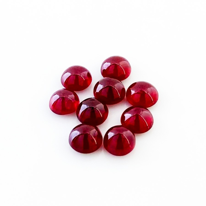 17.60 Cts. Ruby 6.5-7mm Smooth Round Shape AA Grade Cabochons Parcel - Total 9 Pcs.
