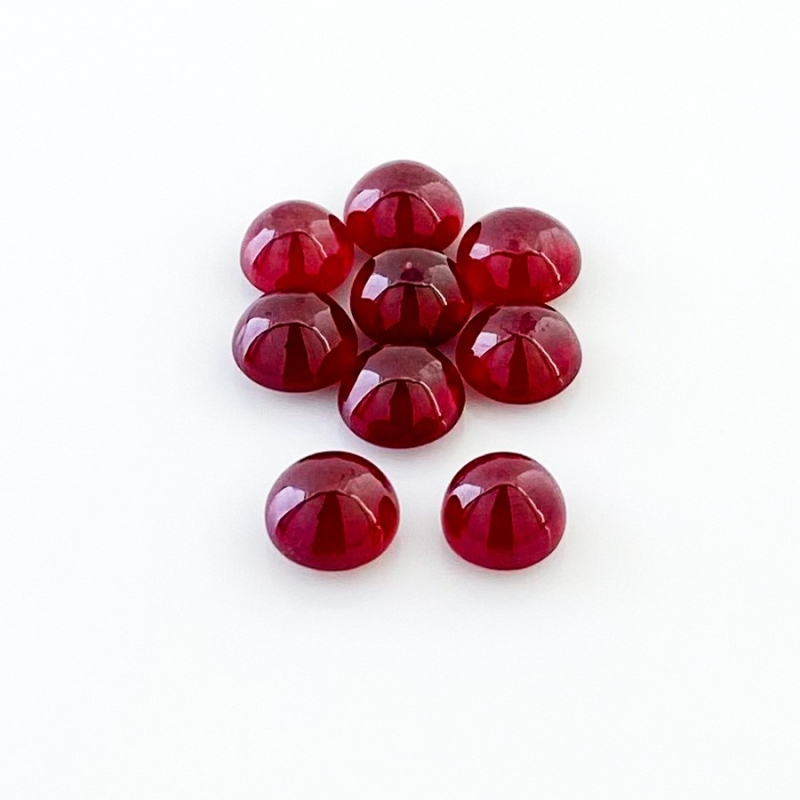 17.60 Cts. Ruby 6.5-7mm Smooth Round Shape AA Grade Cabochons Parcel - Total 9 Pcs.