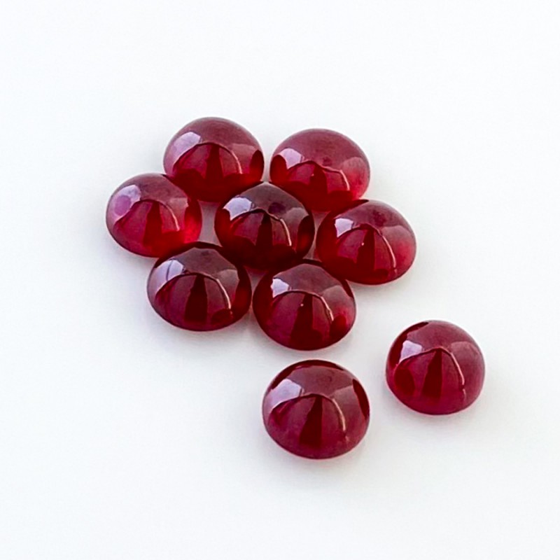 17.60 Cts. Ruby 6.5-7mm Smooth Round Shape AA Grade Cabochons Parcel - Total 9 Pcs.