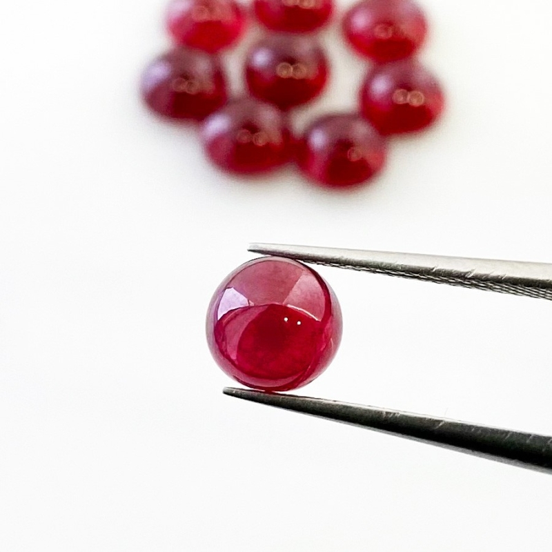 17.60 Cts. Ruby 6.5-7mm Smooth Round Shape AA Grade Cabochons Parcel - Total 9 Pcs.