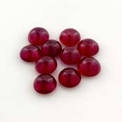 12.55 Cts. Ruby 6mm Smooth Round Shape AA Grade Cabochons Parcel - Total 10 Pcs.