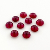 12.55 Cts. Ruby 6mm Smooth Round Shape AA Grade Cabochons Parcel - Total 10 Pcs.