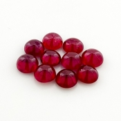 12.55 Cts. Ruby 6mm Smooth Round Shape AA Grade Cabochons Parcel - Total 10 Pcs.