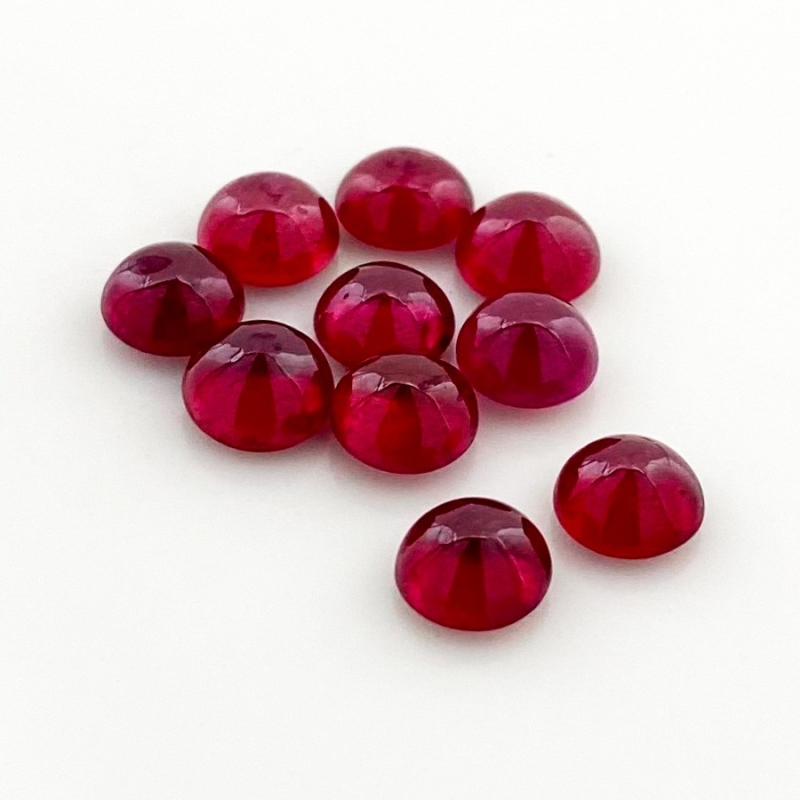 12.55 Cts. Ruby 6mm Smooth Round Shape AA Grade Cabochons Parcel - Total 10 Pcs.