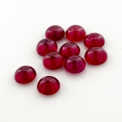12.55 Cts. Ruby 6mm Smooth Round Shape AA Grade Cabochons Parcel - Total 10 Pcs.