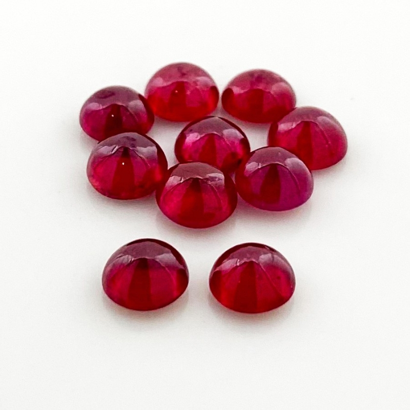 12.55 Cts. Ruby 6mm Smooth Round Shape AA Grade Cabochons Parcel - Total 10 Pcs.