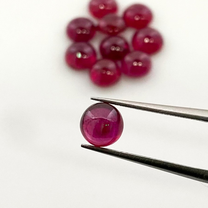 12.55 Cts. Ruby 6mm Smooth Round Shape AA Grade Cabochons Parcel - Total 10 Pcs.