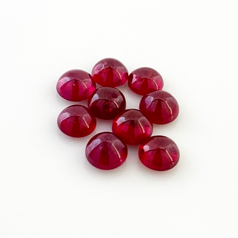 12.05 Cts. Ruby 6mm Smooth Round Shape AA Grade Cabochons Parcel - Total 9 Pcs.