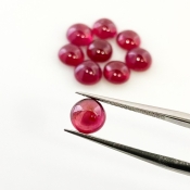 12.05 Cts. Ruby 6mm Smooth Round Shape AA Grade Cabochons Parcel - Total 9 Pcs.
