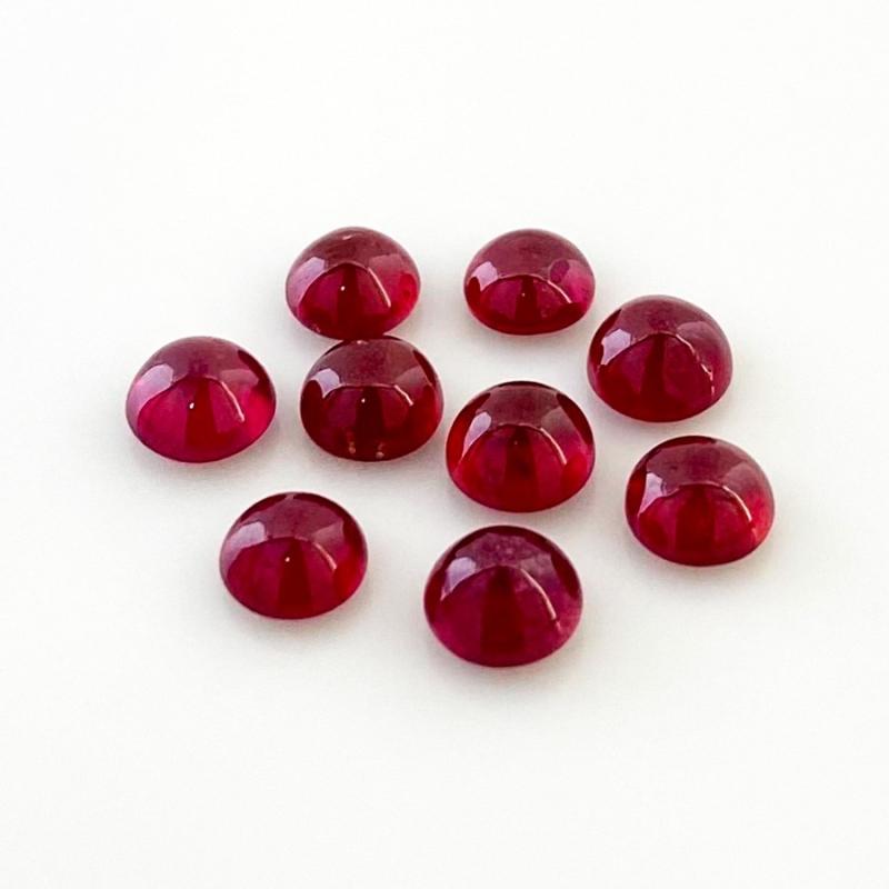 12.05 Cts. Ruby 6mm Smooth Round Shape AA Grade Cabochons Parcel - Total 9 Pcs.