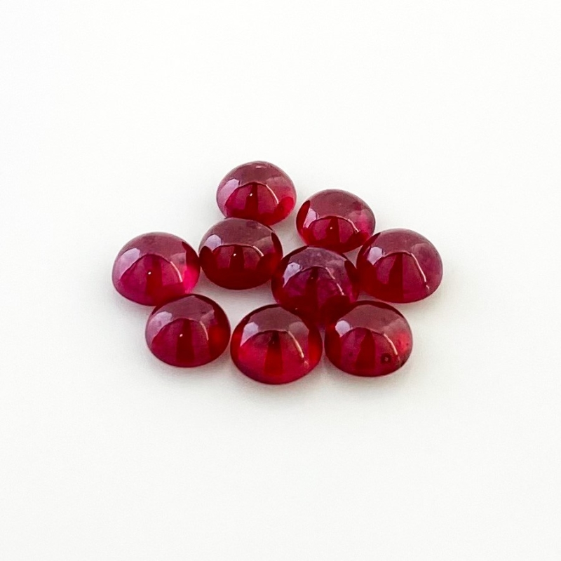 12.05 Cts. Ruby 6mm Smooth Round Shape AA Grade Cabochons Parcel - Total 9 Pcs.