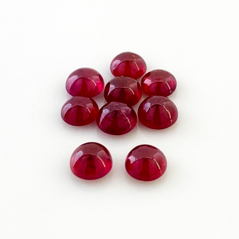 12.05 Cts. Ruby 6mm Smooth Round Shape AA Grade Cabochons Parcel - Total 9 Pcs.
