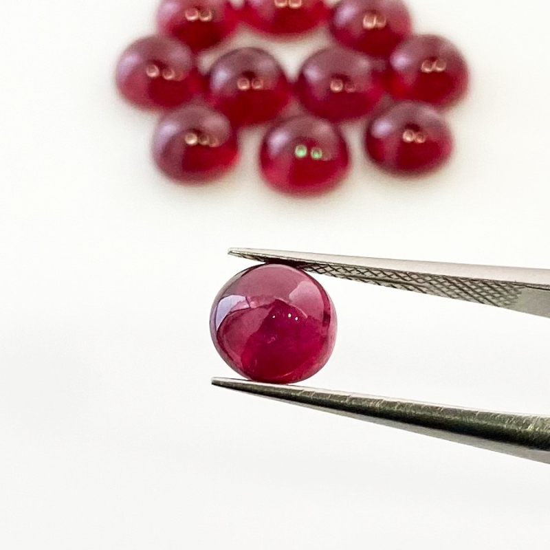 24.50 Cts. Ruby 7mm Smooth Round Shape AA Grade Cabochons Parcel - Total 11 Pcs.