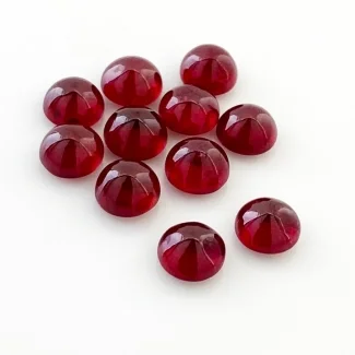 24.50 Cts. Ruby 7mm Smooth Round Shape AA Grade Cabochons Parcel - Total 11 Pcs.