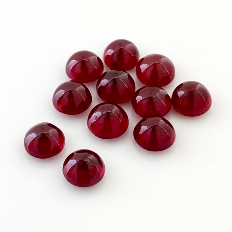 24.50 Cts. Ruby 7mm Smooth Round Shape AA Grade Cabochons Parcel - Total 11 Pcs.