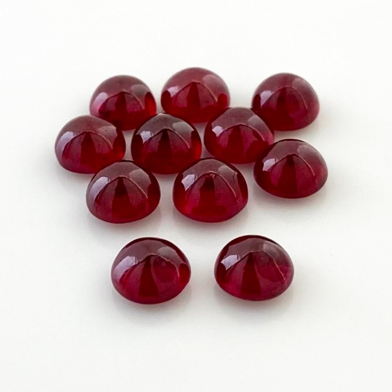 24.50 Cts. Ruby 7mm Smooth Round Shape AA Grade Cabochons Parcel - Total 11 Pcs.