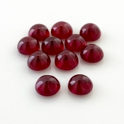 24.50 Cts. Ruby 7mm Smooth Round Shape AA Grade Cabochons Parcel - Total 11 Pcs.