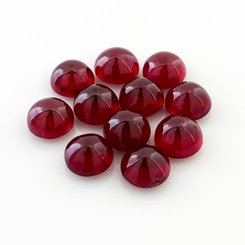 24.50 Cts. Ruby 7mm Smooth Round Shape AA Grade Cabochons Parcel - Total 11 Pcs.