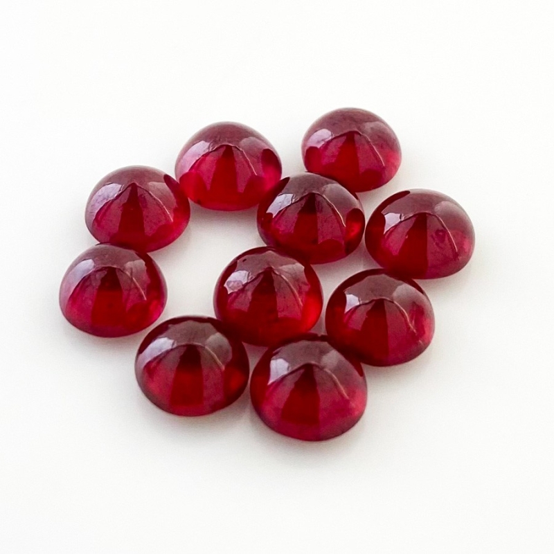 21.25 Cts. Ruby 7mm Smooth Round Shape AA Grade Cabochons Parcel - Total 10 Pcs.