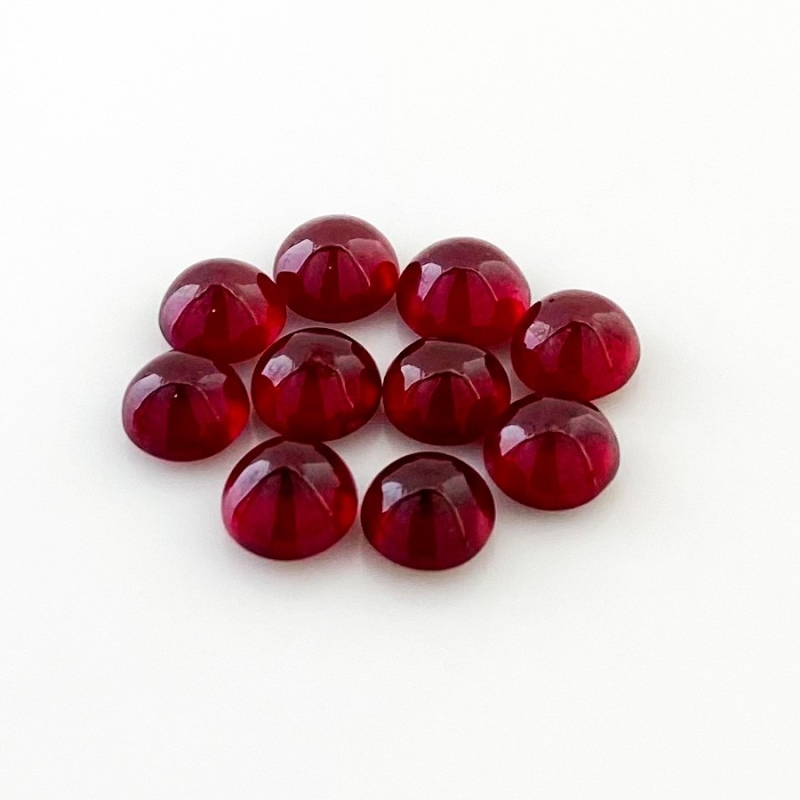 21.25 Cts. Ruby 7mm Smooth Round Shape AA Grade Cabochons Parcel - Total 10 Pcs.