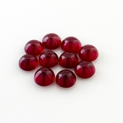21.25 Cts. Ruby 7mm Smooth Round Shape AA Grade Cabochons Parcel - Total 10 Pcs.