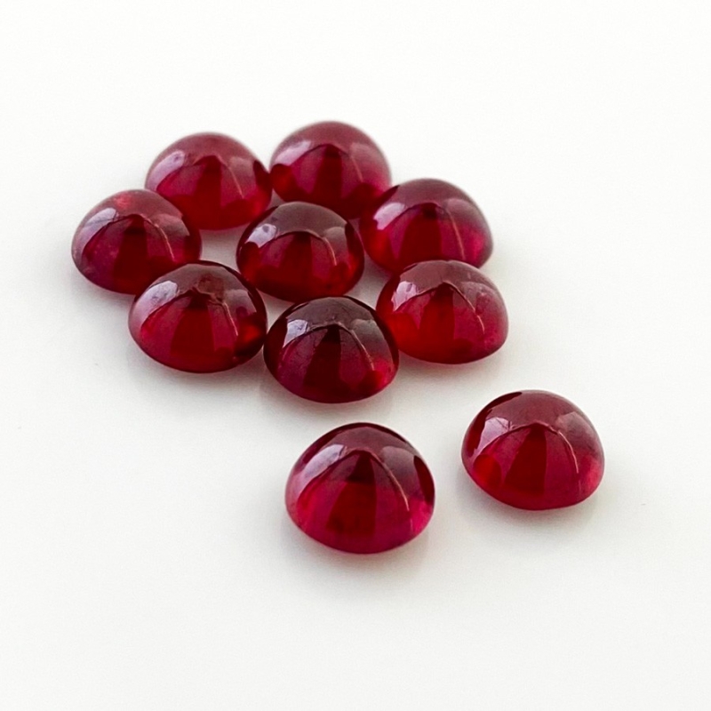 21.25 Cts. Ruby 7mm Smooth Round Shape AA Grade Cabochons Parcel - Total 10 Pcs.