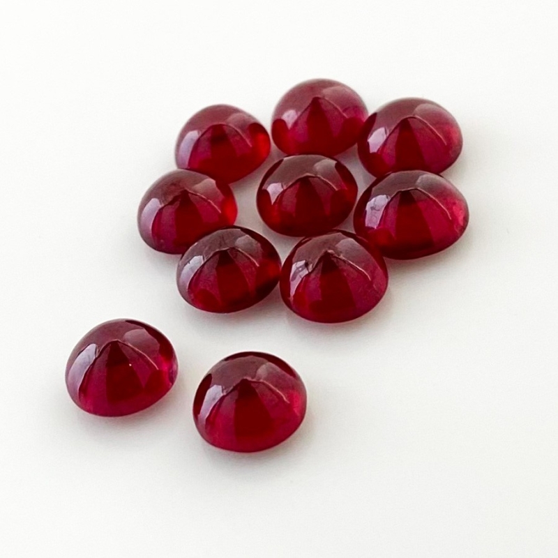 21.25 Cts. Ruby 7mm Smooth Round Shape AA Grade Cabochons Parcel - Total 10 Pcs.