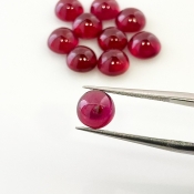 21.25 Cts. Ruby 7mm Smooth Round Shape AA Grade Cabochons Parcel - Total 10 Pcs.