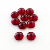 21.25 Cts. Ruby 7mm Smooth Round Shape AA Grade Cabochons Parcel - Total 10 Pcs.