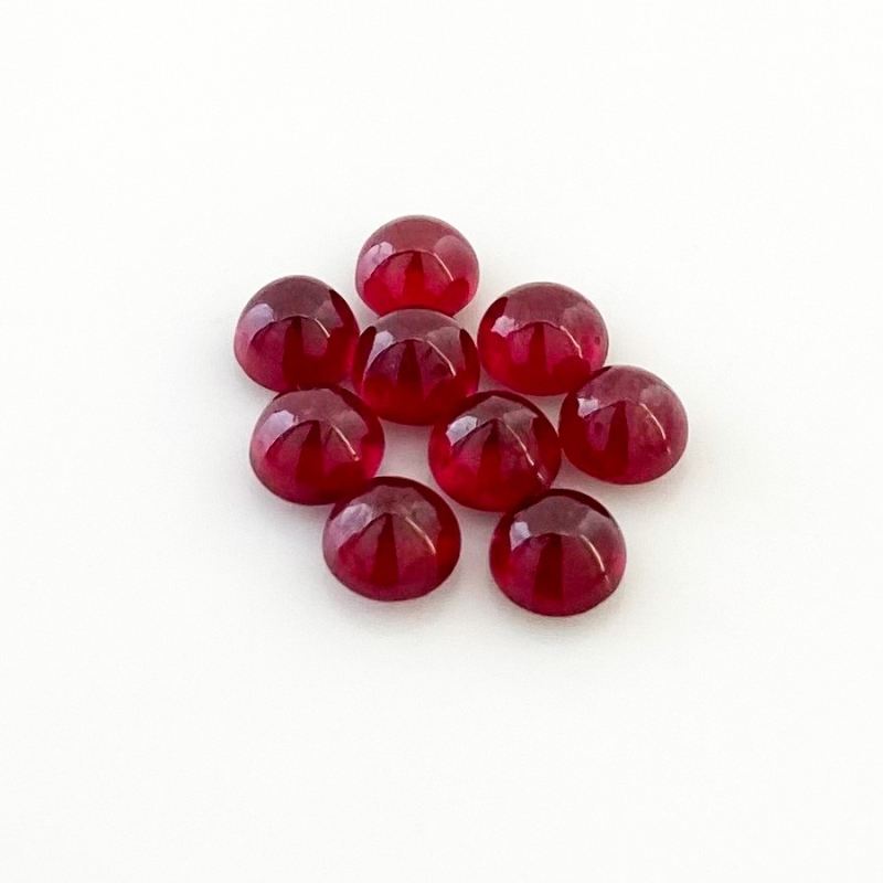 16.50 Cts. Ruby 6.5mm Smooth Round Shape AA Grade Cabochons Parcel - Total 9 Pcs.